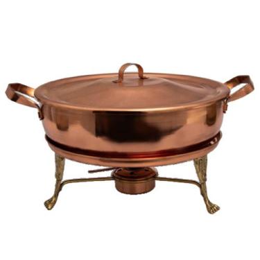 Imagem de Rechaud Fogareiro Redondo e Panela em Cobre Fogo Direto 6L - Metal Art