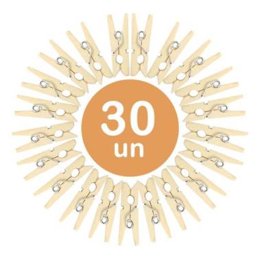 Imagem de Kit 30un Mini prendedor pregador grampos madeira natural - Rio Tijucas