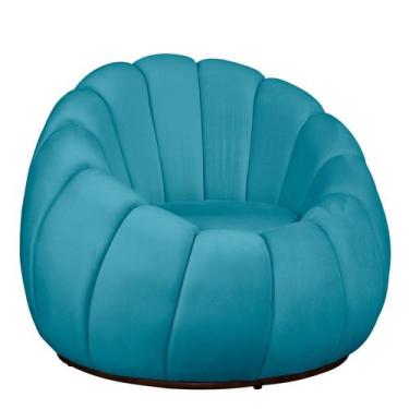 Imagem de Poltrona Decorativa Concha Base Arco Giratória Veludo - Fina Mobília, 