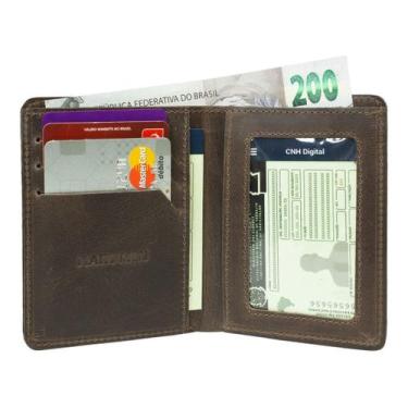Imagem de Carteira Masculina De Couro Porta Cartão Cédulas Cnh Com Caixa Ótimo P