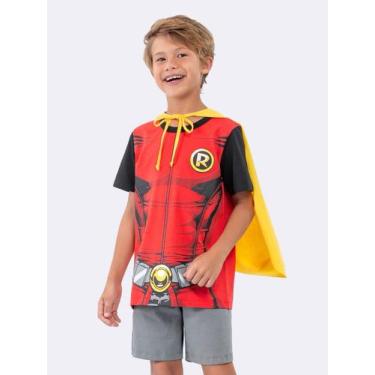 Imagem de Pijama Manga Curta Infantil Masculino Robin - Veggi, Vermelho, 8, Meni
