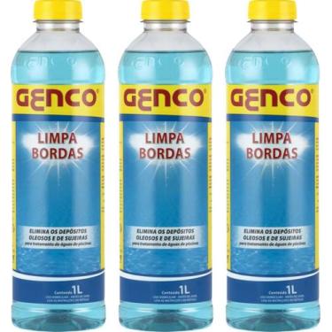 Imagem de 3 Limpa Bordas Para Piscinas Desengordurante Genco 1 Litro