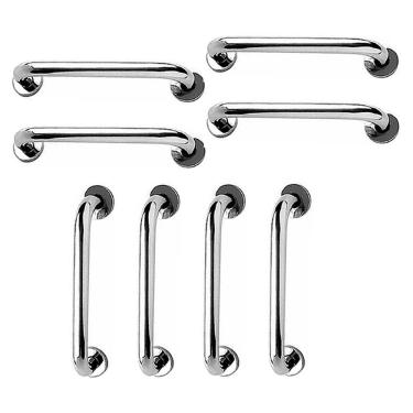 Imagem de Barra de Apoio 40cm Aço Inox Kit 8 Unidades Idoso Deficiente Cadeirante Casa Suporte Banheiro Box Corrimao Acessibilidade Segurança