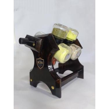 Imagem de Porta temperos com manivela e 8 potes  - BOSS - Arte Madeira, Ibiúna E