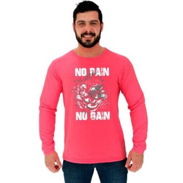 Imagem de Camiseta Manga Longa Moletinho MXD Conceito No Pain No Gain Arms, Rosa