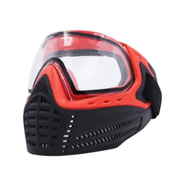 Imagem de rockible Máscara facial de esgrima Proteção facial de esgrima Confortável Respirável Alça ajustável Protetor facial Equipamento de proteção para treinamento, Vermelho Preto