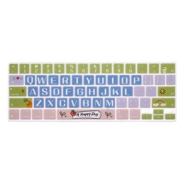 Imagem de MMDW Capa de teclado Magic de silicone para iPad Pro 12,9 polegadas Magic Keyboard (4ª geração) Modelo 2020 MXQU2LL/A, acessórios de protetor de teclado para iPad Pro 12,9, Happy Day