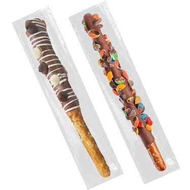 Imagem de Sacos de guloseimas de celofane, 5 x 25 cm, autovedantes, 200 unidades de sacos de celofane transparentes para lembrancinhas, sacos individuais de pretzels adesivos, sacos de presente de plástico,