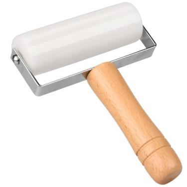 Imagem de Rolo de massa pequeno de mármore, rolo antiaderente tipo T, para assar bolos, tortilhas, biscoitos de pizza e outras cozinhas (branco, grande)