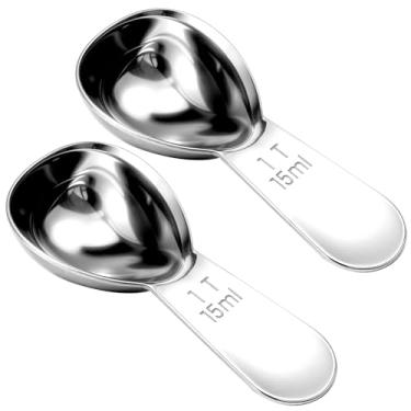 Imagem de Pacote com 2 colheres medidoras de café, colher de café de aço inoxidável para café moído, conjunto de 1 colher de sopa, colher de café pequena para recipiente de proteína e chá de açúcar (1 colher de