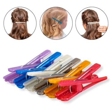 Imagem de Kit 12 Prendedor Cabelo Presilha Bico Perolado Cabeleireira