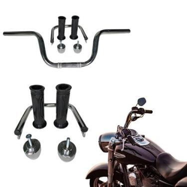 Imagem de Guidão Moto Cg Cargo 160 Cromado Manopla+ Pesinho + Barra Motocicletas