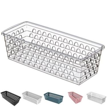 Imagem de Cesto Organizador Multiuso Decorativo Pequeno Comprido p/ Gaveta Armár