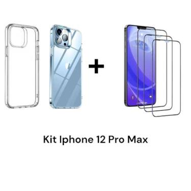 Imagem de 1UN Capa Capinha Transparente + 3UN Películas 3D Vidro Para Iphone 12 