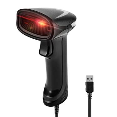 Imagem de JRHC Scanner de código de barras QR 2D portátil PDF417 matriz de dados 1D leitor de código de barras com fio com cabo USB para pagamento móvel, loja de conveniência, supermercado, armazém