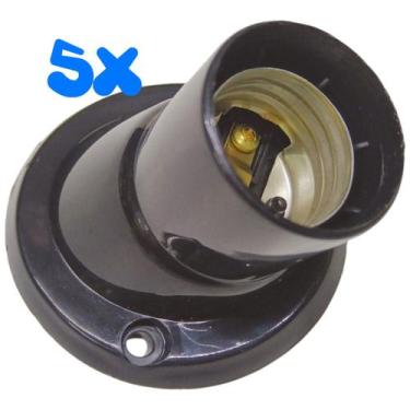 Imagem de Kit 5 Soquete Porta Lâmpada Plafon Plafonier Inclinado 25 graus E27 Pr