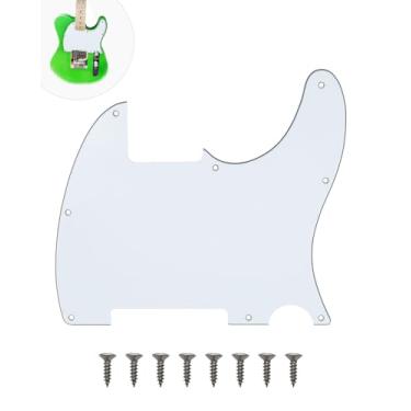 Imagem de 8 furos em branco Tele Guitar Pickguard - Placa de proteção contra arranhões de 3 camadas branca para Telecaster Esquire