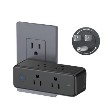 Imagem de TROND Protetor Contra Surtos De Extensão De Tomada - Divisor De 6 Tomadas Ca Com Plugue Giratório De 360°, 1440J, Expansor De Plugue Múltiplo De 3 Vias, Adaptador De Extensão De Parede Giratório Par