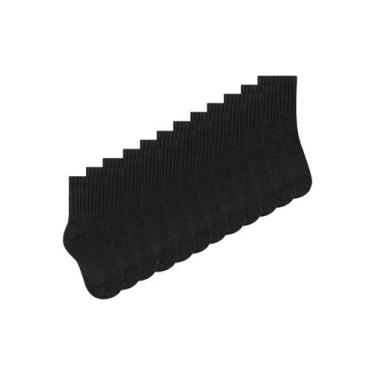 Imagem de Kit 12 Pares de Meias Infantil Cano Médio Selene 2370-001, Preto, 25-2