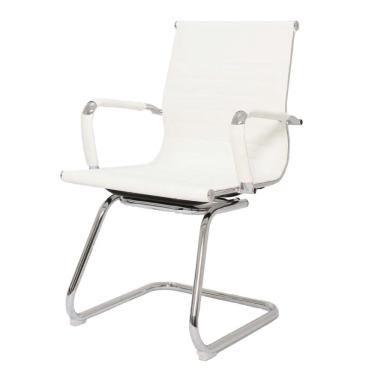 Imagem de Cadeira De Escritório Interlocutor Fixa Stripes Esteirinha Charles Eames Eiffel Branca