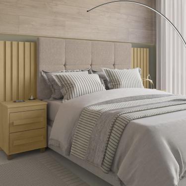 Imagem de Cabeceira Estofada Extensível Casal/queen/king com 2 Mesas de Apoio 4 Gavetas Suiça Cinamomo