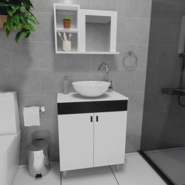 Imagem de Gabinete Armário para Banheiro Suspenso com Espelho e com Cuba 60cm