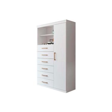 Imagem de Cômoda Casal Marabá 1.6 1 Porta + 2 Nichos e 6 Gavetas Branco - Santos Andirá