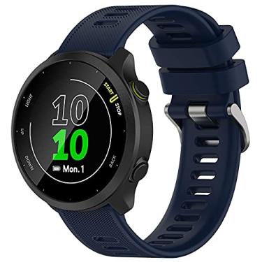 Imagem de TopPerfekt Pulseira compatível com Garmin vivomove HR/Forerunner 55 20 mm de silicone macio pulseira de substituição para relógio Samsung Gear Sport/Galaxy Watch 4 clássico 42 mm/Active 2 40 44 mm (azul marinho)