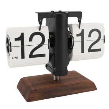 Imagem de Relógio de Mesa Vintage Flip Clock, Relógio de Mesa Mecânica Retro Mecânica Com Grande Número, Relógio de Tabela de Tabela Automática de 12h (Quadro preto da página branca)
