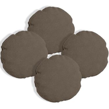 Imagem de Kit 4 Almofadas Bolacha Redonda Cookie Veludo Marrom