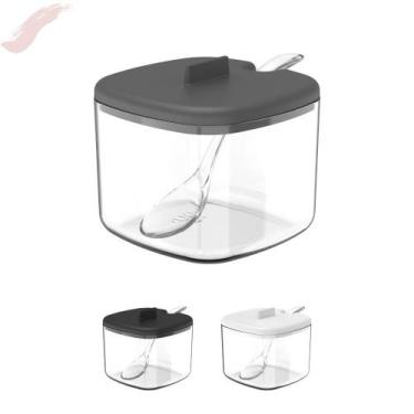 Imagem de Açucareiro Break 200ml Com Tampa + Colher Transparente OU, Cinza
