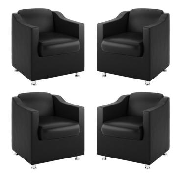 Imagem de Kit 4 Poltronas Para Recepção Clínica Dentista ? Preto