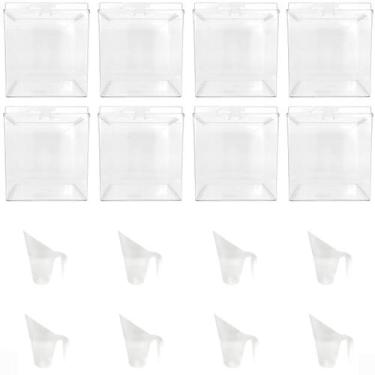 Imagem de Kit 8 Potes Acrílico Quadrado c/ Tampa 7,4l+ 8 Conchas 300ml - Ex Pote