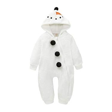 Imagem de Body para bebês meninos e meninas, Dia das Bruxas, Ação de Graças, Natal, fantasia de raposa com chapéu, Boneco de neve branco, 12-18 meses