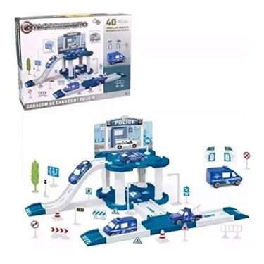 Imagem de Pista Estacionamento Carrinhos De Polícia Brinquedo Para Montar