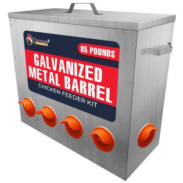 Imagem de Conjunto de alimentador automático de aves de metal de grande capacidade, 38,5 kg, calha galvanizada de frango, alimentador de frango sem desperdício, alimentador de aves à prova de chuva, evitando pequenos animais, adequado para galinhas, patos, perus