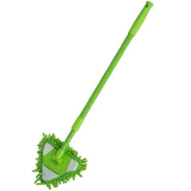 Imagem de Mini esfregão de chão com alça telescópica ajustável triângulo limpeza 180° rotativo multiuso limpador de parede chenille esfregão para carro doméstico.