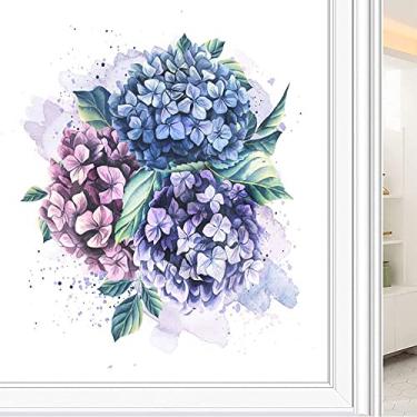 Imagem de Película de janela de privacidade de flores, textura de estilo floral, filme de vidro para sala de estar e escritório em casa, L90 x C 190 cm