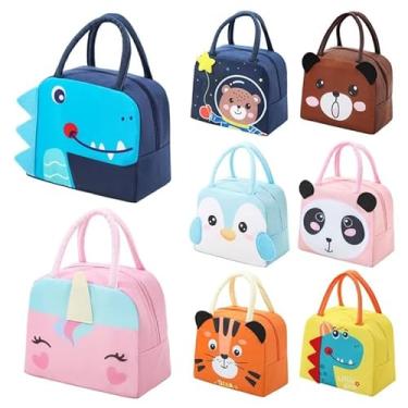 Imagem de Bolsa Térmica Infantil Lancheira Escolar Marmita com Alça e Estampas de Animais 3D - Ideal para Escola, Passeios e Lanches, Prática, Resistente e Charmosa (Dino Azul)