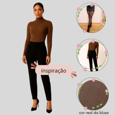 Imagem de Blusa Canelada Manga Longa Básica Premium Gola Alta Até GG UNISSEX - L