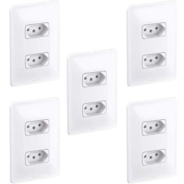 Imagem de Kit 5 Conjuntos 2 Tomadas 10A 4X2 Branca Pial Zeffia 680111 - Pial Leg