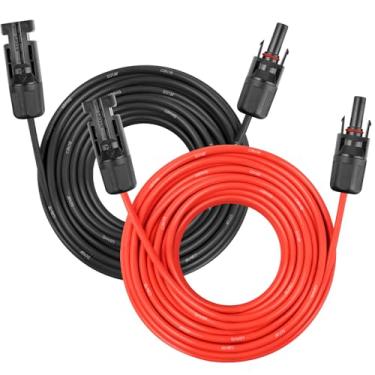 Imagem de Cabo de extensão de painel solar – Fio solar de 10 AWG 10 m, fio fotovoltaico, calibre 10, com conector à prova d'água fêmea e macho para trailer, sistemas fotovoltaicos, casa, barco, painéis solares
