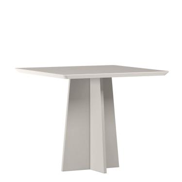 Imagem de Mesa Jantar Quadrada 90 x 90 Com Vidro 3mm Julia Sem Cadeiras - Off White - ÉdeCasaMóveis
