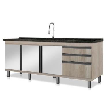 Imagem de Gabinete de Cozinha Espelhado Vitória para Pia de 1,94 m - Boatto Móve