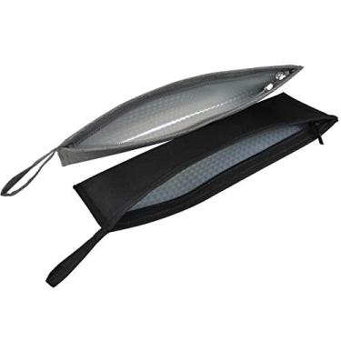 Imagem de Conjunto de utensílios de viagem Aosbos para transporte, conjunto de talheres portátil, bolsa reutilizável, conjunto de talheres de prata, saco de aço inoxidável, canudos, bolsa, palhetas, palhetas, palhetas, garfo de faca e suporte de colher para lancheira Bento, preto e cinza