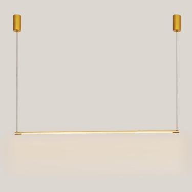 Imagem de 31.5 Luzes Pendt De Barra De Alumínio, Chdeliers De Tubo Longo Linear, Lâmpadas Pendt De Flauta Ultrafinas Para Restaurantes, Luminárias Led Modernas, Gold, white light