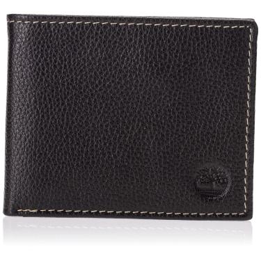 Imagem de Carteira masculina de couro Timberland, preta (Sportz), tamanho único