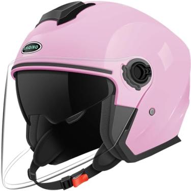 Imagem de helmelkin Capacetes De Motocicleta Abertos 3/4, Aprovados Pela Dot, Capacete Motocross (Rosa, Médio)