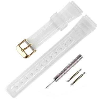 Imagem de Pulseira de relógio de TPU para Casio F-91W/F-84/F-94/F-105/F-108/A-158, pulseiras masculinas e femininas (fivela dourada/translúcida)