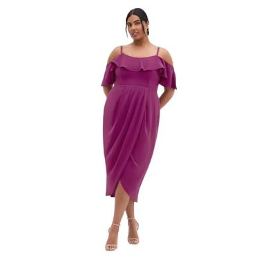 Imagem de City Chic Vestido feminino plus size - midi drapeado de flerte, Cereja, 46